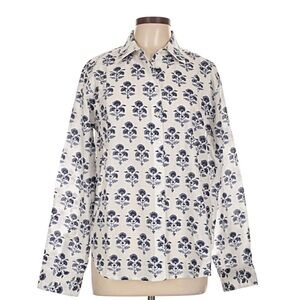 Pomegranate Agra Bloom Indigo Collared button up Blouse XL